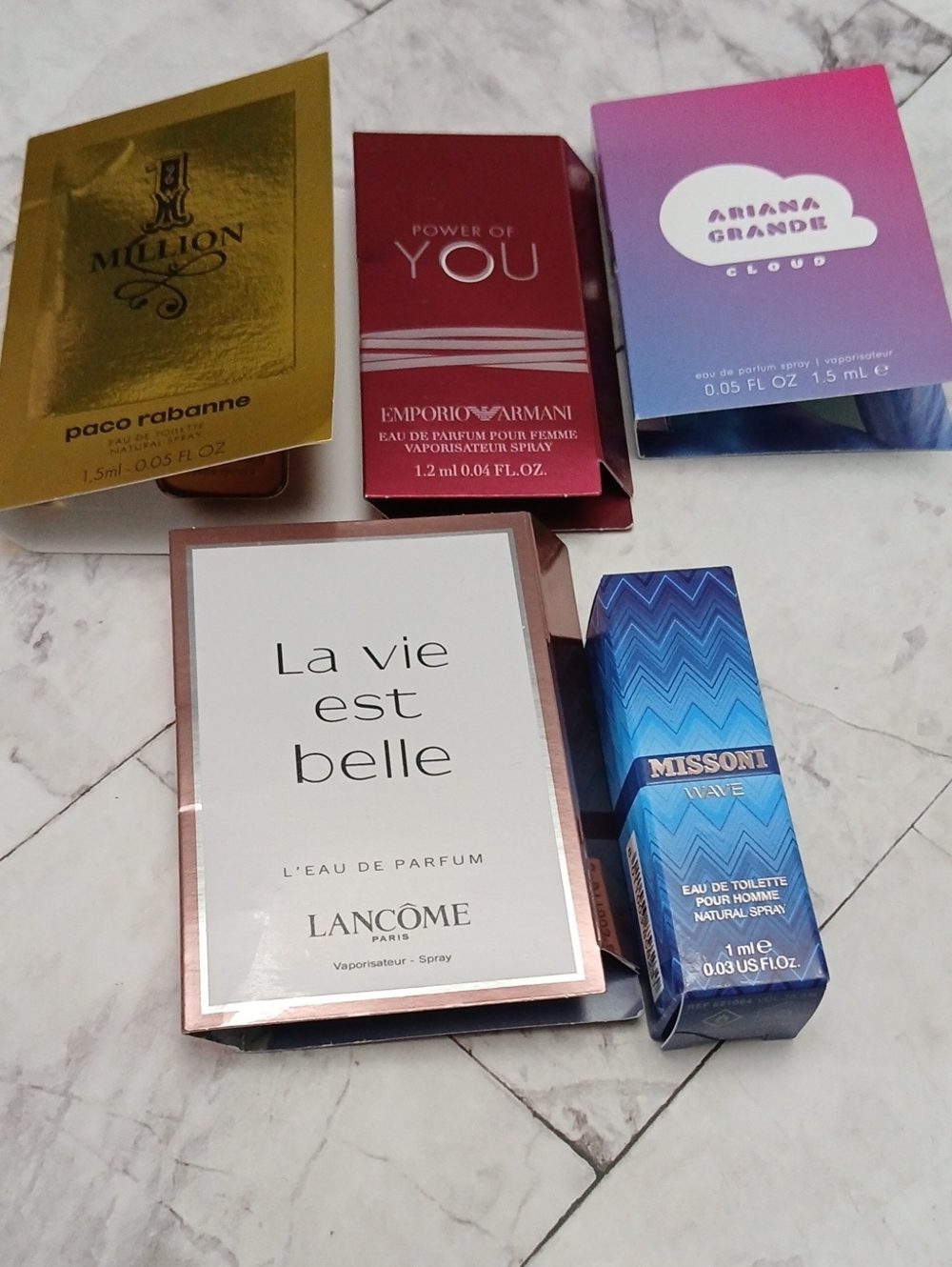 Paco Rabanne, Armani, Missoni, #2 Lancome, Ariana Grande Sample Fragrance